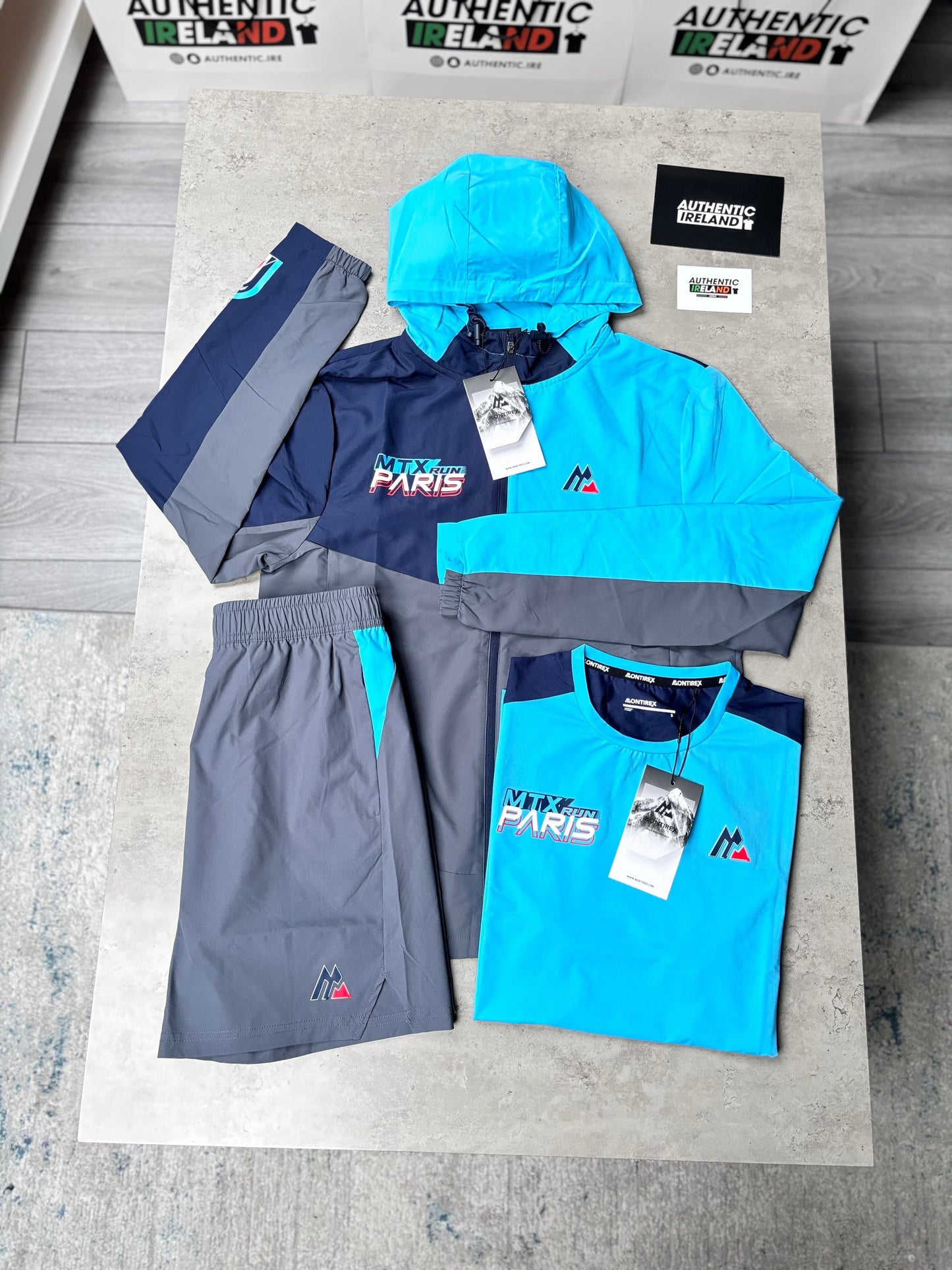 MONTIREX RUN 3-PIECE WINDRUNNER SET - AQUA/NAVY/GREY