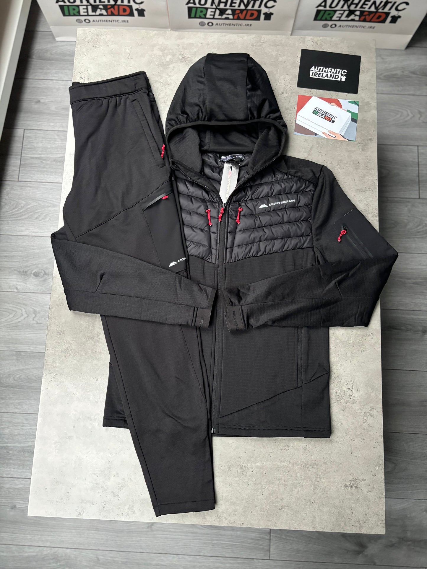 MONTERRAIN HYBRID TRACKSUIT - BLACK/RED